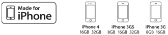 iPhone 4 : 16GB, 32GB / iPhone 3GS : 8GB, 16GB, 32GB / iPhone 3G : 8GB, 16GB